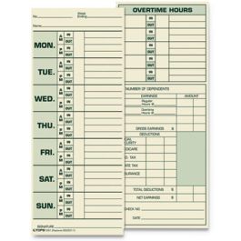 Time Clock Cards, Replacement for 331-10, Two Sides, 3.5 x 8.5, 500/Box
