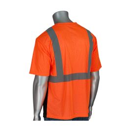ANSI Type R Class 2 Short Sleeve T-Shirt with 50+ UPF Sun Protection and Black Bottom Front, Hi-Vis Orange, 5XL 312-1250B-OR/5X