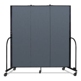 Portable Room Divider, 5 ft 9" x 0.75" x 6 ft, Vinyl/Fiberglass/Steel, Blue
