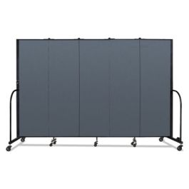 Portable Room Divider, 9 ft 5" x 0.75" x 6 ft, Vinyl/Fiberglass/Steel, Blue