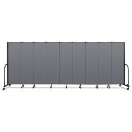 Portable Room Divider, 16 ft 9" x 0.75" x 6 ft, Vinyl/Fiberglass/Steel, Gray