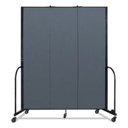 Portable Room Divider, 5 ft 9" x 0.75" x 7 ft 4", Vinyl/Fiberglass/Steel, Blue