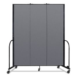 Portable Room Divider, 5 ft 9" x 0.75" x 7 ft 4", Vinyl/Fiberglass/Steel, Gray