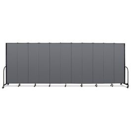 Portable Room Divider, 20 ft 5" x 0.75" x 7 ft 4", Vinyl/Fiberglass/Steel, Gray