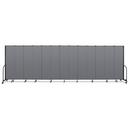 Portable Room Divider, 24 ft 1" x 0.75" x 7 ft 4", Vinyl/Fiberglass/Steel, Gray