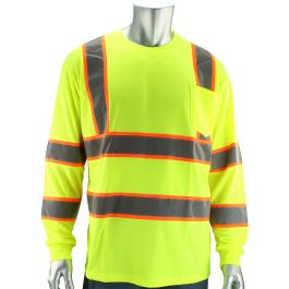 ANSI Type R Class 3 Two-Tone Long Sleeve T-Shirt, Hi-Vis Yellow, 2XL 313-1345-LY/2X