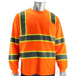 ANSI Type R Class 3 Two-Tone Long Sleeve T-Shirt, Hi-Vis Orange, 2XL 313-1345-OR/2X
