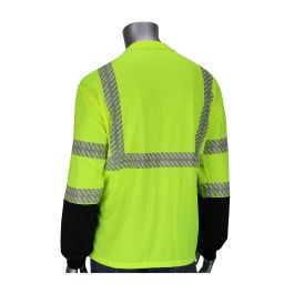 ANSI Type R Class 3 Long Sleeve T-Shirt with 50+ UPF Sun Protection, Built-in Insect Repellent and Black Bottom Front, Hi-Vis Yellow, M 313-1375B-LY/M