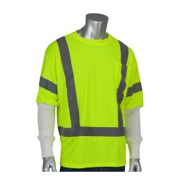 ANSI Type R Class 3 Short Sleeve T-Shirt with Integrated Pritex® Antimicrobial Sleeve, Hi-Vis Yellow, 2XL 313-CNTSELY-2X-PRI18W