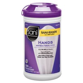 Antibacterial Wipes, 5 x 7.5, White, 300 Wipes/Canister, 6 Canisters/Carton