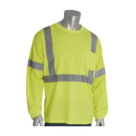 ANSI Type R Class 3 AR / FR Crew Neck Long Sleeve T-Shirt, Hi-Vis Yellow, 2XL 315-1350FR/2X