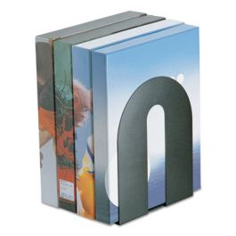Heavy Duty Bookends, Nonskid, 8 x 8 x 10, Steel, Black, 1 Pair