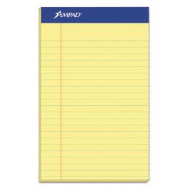 Perforated Writing Pads, Narrow Rule, 50 Canary-Yellow 5 x 8 Sheets, Dozen