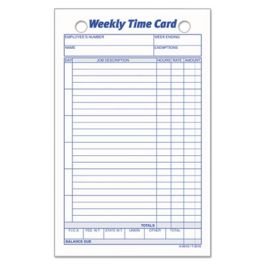 Weekly Employee Time Cards, One Side, 4.25 x 6.75, 100/Pack
