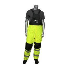 ANSI Class E Insulated Bib Pants with Black Trim, Hi-Vis Yellow, 2X