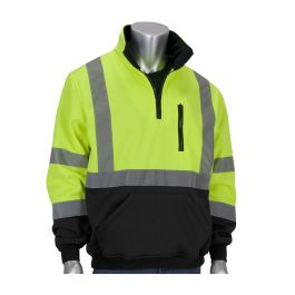 ANSI Type R Class 3 Quarter-Zip Pullover Sweatshirt with Black Bottom, Hi-Vis Yellow, 2XL 323-1330B-LY/2X