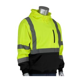ANSI Type R Class 3 Hooded Pullover Sweatshirt with Black Bottom, Hi-Vis Yellow, 4XL 323-1350B-LY/4X