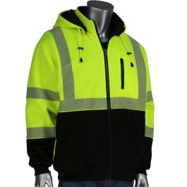 ANSI Type R Class 3 Reversible Full Zip Hooded Sweatshirt with Black Bottom, Hi-Vis Yellow, M 323-1400S-LY/M