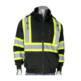 ANSI Type O Class 1 and CAN/CSA Z96 Two-Tone X-Back Full Zip Grid Fleece Sweatshirt, Black, 2XL 323-1475X-BK/2X