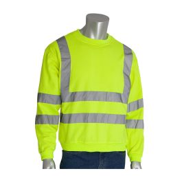 ANSI Type R Class 3 Crew Neck Sweatshirt, Hi-Vis Yellow, M 323-CNSSELY-M