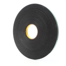 3M™ Double Coated Urethane Foam Tape 4052, Black, 1/2 in x 72 yd, 31 mil, 18 Roll/Case