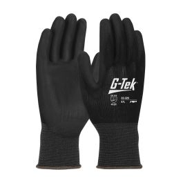 Heavy Weight Seamless Knit Nylon Glove with Extra Thick Polyurethane Coated Flat Grip on Palm & Fingers, Black, 2XL 33-325/XXL