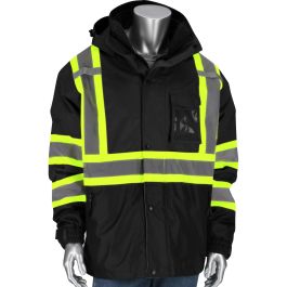 3-in-1 Type O Class 1 Ripstop Two-Tone Jacket with Removable Grid Fleece Inner Jacket, Black, 2XL 331-1772-BK/2X