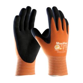 Hi-Vis Seamless Knit Nylon Glove with Nitrile Coated MicroFoam Grip on Palm & Fingers, Hi-Vis Orange, 2XL 34-8014/XXL