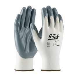 Economy Seamless Knit Nylon Glove with Nitrile Coated Foam Grip on Palm & Fingers, White, L 34-C234/L