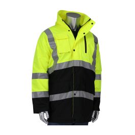 ANSI Type R Class 3 Black Bottom Coat with Built-in Quilted Insulation, Hi-Vis Yellow, 2XL 343-1750-LY/2X