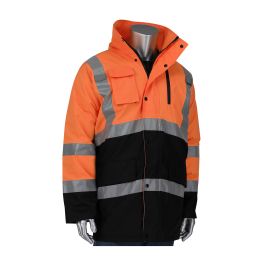 ANSI Type R Class 3 Black Bottom Coat with Built-in Quilted Insulation, Hi-Vis Orange, 5XL 343-1750-OR/5X