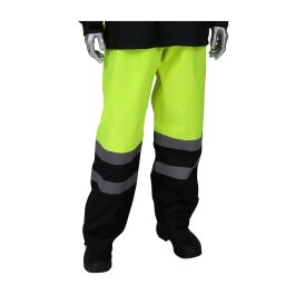 ANSI Class E Value All Purpose Waterproof Pants with Black Bottoms, Hi-Vis Yellow, 2XL-3XL 353-1202LY-2X/3X