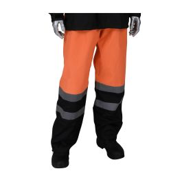 ANSI Class E Value All Purpose Waterproof Pants with Black Bottoms, Hi-Vis Orange, 2XL-3XL 353-1202OR-2X/3X