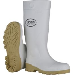 16" White PVC Plain Toe Boot, White, 10 380-900/10