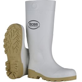 16" White PVC Steel Toe Boot, White, 10 382-910/10