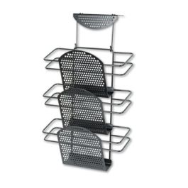 Perf-Ect Partition Additions Three-Pocket Organizer, 12.5 x 6.75 x 21.38, Over-the-Panel Mount, Black