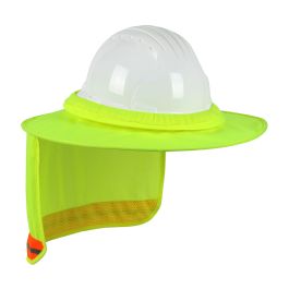 FR Treated Hi-Vis Full Brim Hard Hat Visor with Neck Shade, Hi-Vis Yellow, OS 396-851FR-LY