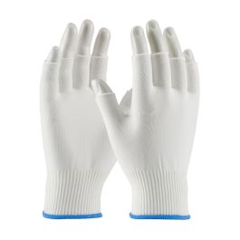 Medium Weight Seamless Knit Nylon Clean Environment Glove - Half-Finger, White, L