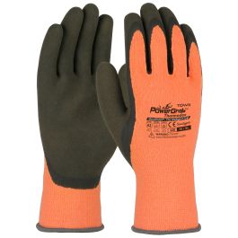 Hi-Vis Seamless Knit Glove with Latex MicroFinish Grip on Palm & Fingers, Orange, L