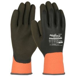 Hi-Vis Seamless Knit Glove with Latex MicroFinish Grip on Full Hand, Orange, L