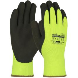 Hi-Vis Seamless Knit Acrylic Terry Glove with Latex MicroFinish Grip on Palm & Fingers, Hi-Vis Yellow, XL 41-1405/XL