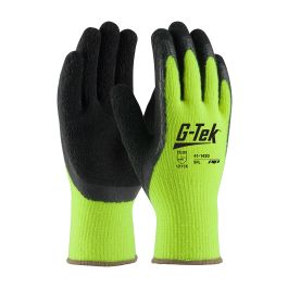 Hi-Vis Seamless Knit Acrylic Glove with Latex Coated Crinkle Grip on Palm, Fingers & Thumb, Hi-Vis Yellow, L 41-1420/L