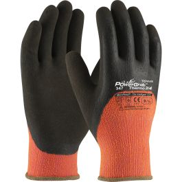 Hi-Vis Seamless Knit Acrylic Terry Glove with Latex MicroFinish Grip on Palm, Fingers & Knuckles, Hi-Vis Orange, L