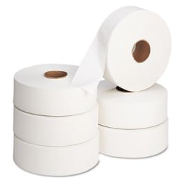Jumbo Roll Bath Tissue, Septic Safe, 2-Ply, White, 3.5" x 2,000 ft, 6 Rolls/Carton