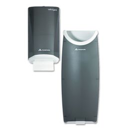 Door Tissue Dispenser/Trash Receptacle, 6.75 x 4 x 11, Smoke