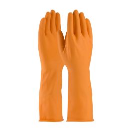 Extra Long Unsupported Latex, Unlined with Roughened Sandblast Grip - 18 Mil, Orange, L