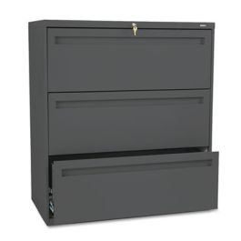 Brigade 700 Series Lateral File, 3 Legal/Letter-Size File Drawers, Charcoal, 36" x 18" x 39.13"