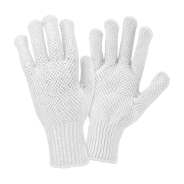 Medium Weight Seamless Knit Cotton/Polyester Glove with White PVC Dotted Grip - Double-Sided - DISCONTINUED K708SKBSW