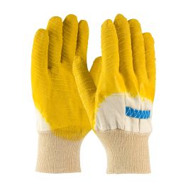 Latex Coated Glove with Jersey Liner and Crinkle Finish on Palm, Fingers & Knuckles - Knit Wrist, Natural, MENS 55-3271