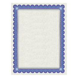 Parchment Certificates, Academic, 8.5 x 11, Ivory with Blue/Silver Foil Border, 15/Pack